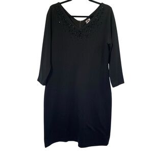 Isaac Mizrahi Black Midi Dress with Embellished Neckline